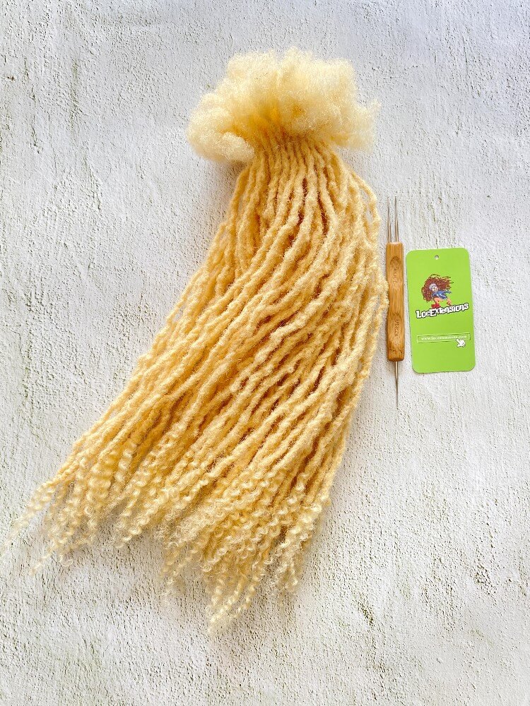 Curly Ends Textured Human Hair Loc Extensions -Color 613 Blonde