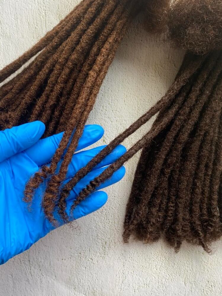 Human Hair Loc Extensions with Curly Ends – Dark Brown & Medium Brown ...