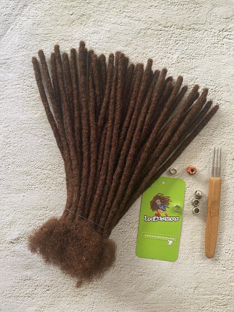 Medium Brown (#4) Human Hair Dreadlock Extensions Handmade Locs