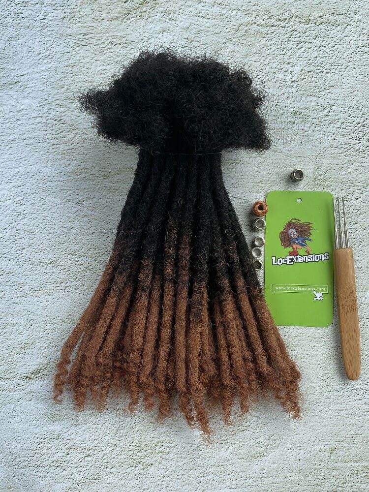 Ombre Brown Color(#30) Human Hair Loc Extensions With Curly Ends