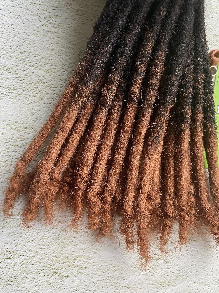 Ombre Brown Color(#30) Human Hair Loc Extensions With Curly Ends