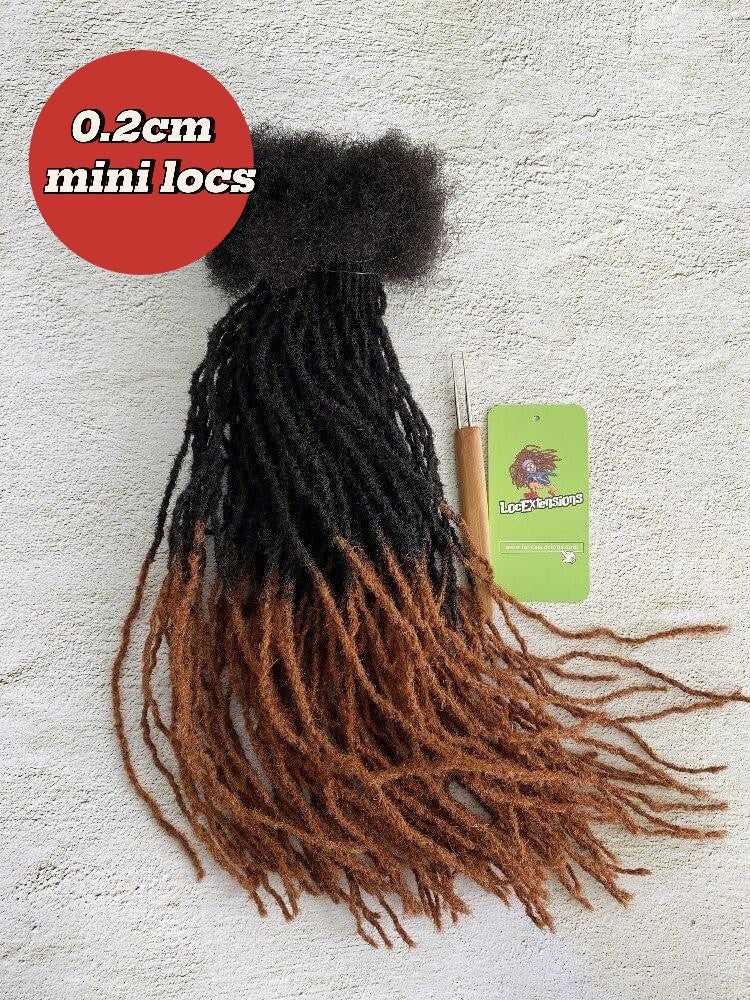Ombre Anwi Textured Human Hair Loc Extensions in Sizes 0.2cm