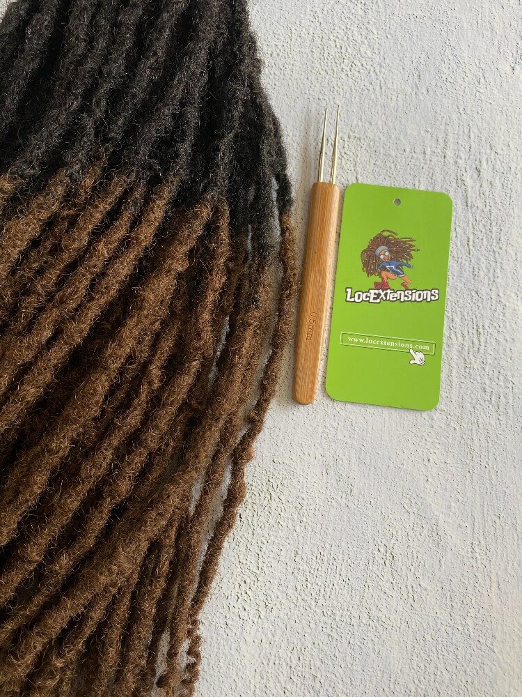 Ombre Curly Tips Anwi Textured Human Hair Loc Extensions- T1B/4 Medium Brown Tips