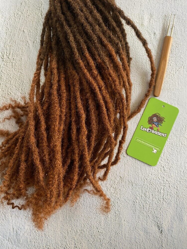 Ombre curly Anwi textured human hair loc extensions with T4/30 honey tip