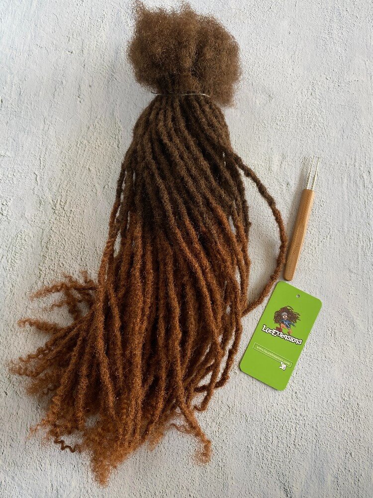Ombre curly Anwi textured human hair loc extensions with T4/30 honey tip