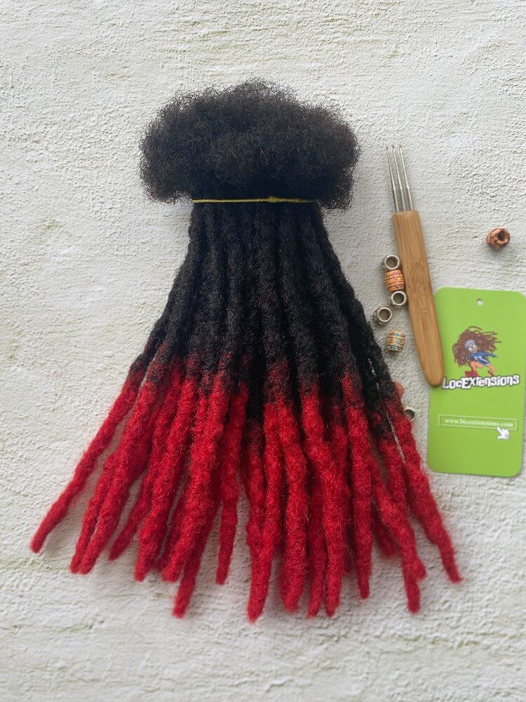 Anwi Textured Interlocked Human Hair Loc Extensions (red tips)