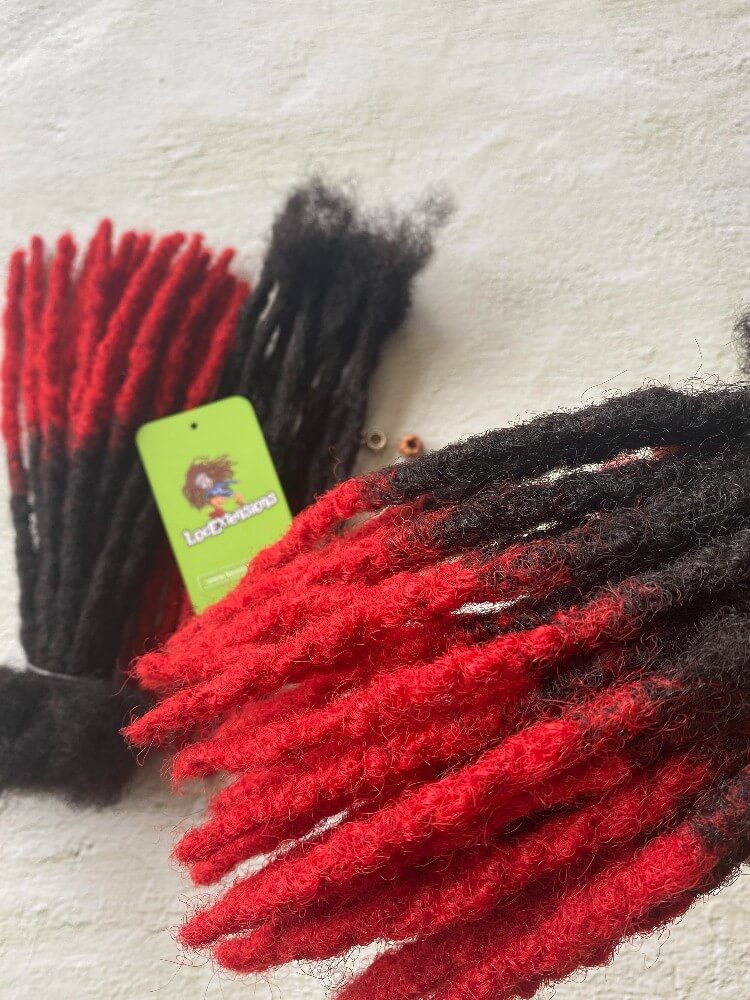 Anwi Textured Interlocked Human Hair Loc Extensions (red tips)