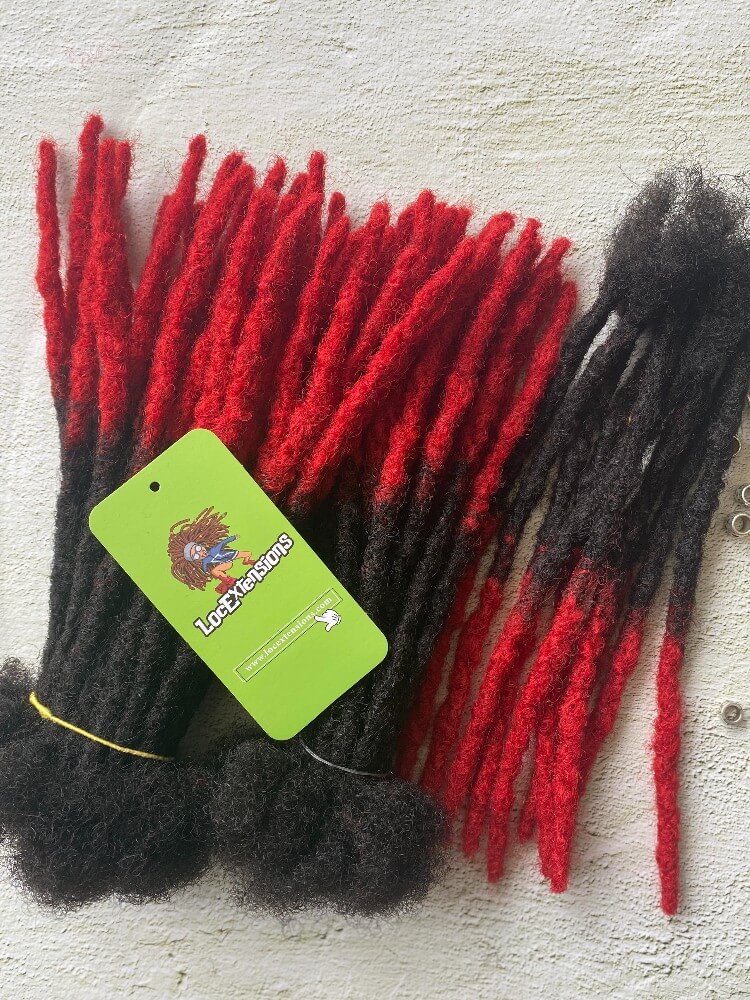 Anwi Textured Interlocked Human Hair Loc Extensions (red tips)