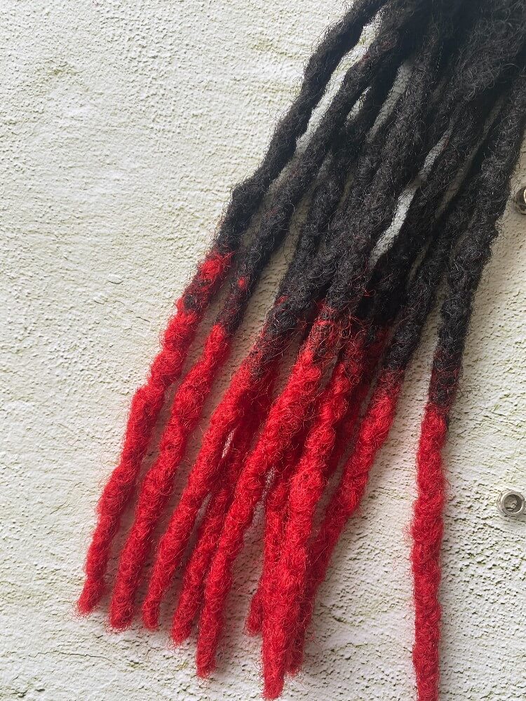 Anwi Textured Interlocked Human Hair Loc Extensions (red tips)