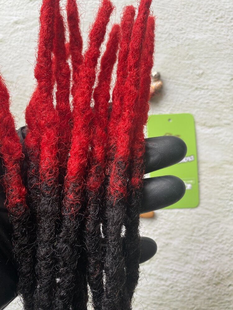 Anwi Textured Interlocked Human Hair Loc Extensions (red tips)