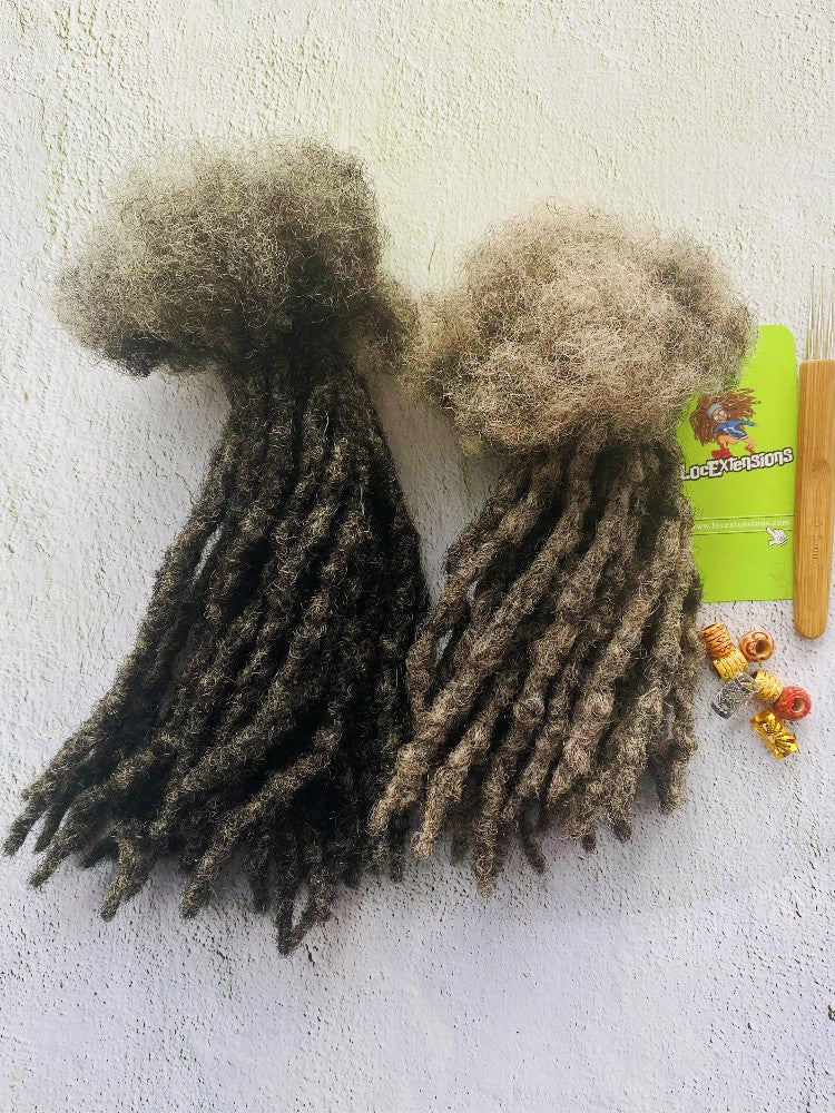 Salt and Pepper Anwi Textured Human Hair Loc Extensions