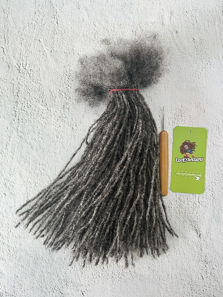 Salt and Pepper Human Hair Loc Extensions in size 0.2cm, sisterlocs Extensions