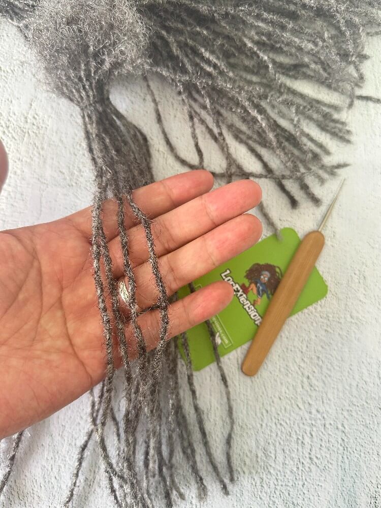 Salt and Pepper Human Hair Loc Extensions in size 0.2cm, sisterlocs Extensions