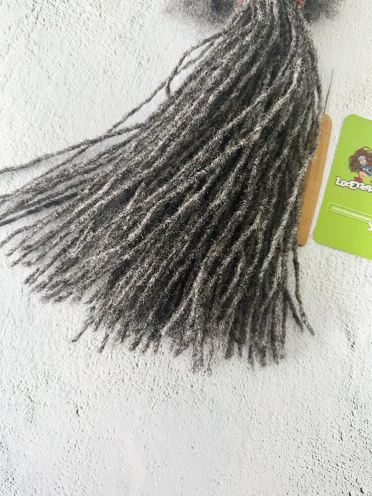 Salt and Pepper Human Hair Loc Extensions in size 0.2cm, sisterlocs Extensions