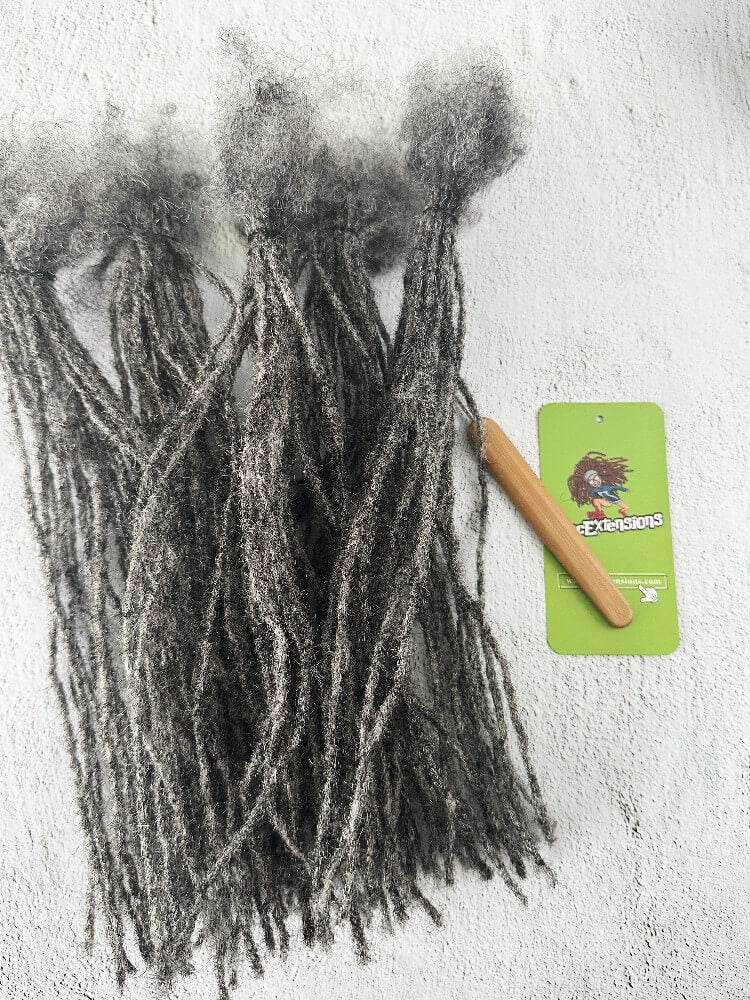 Salt and Pepper Human Hair Loc Extensions in size 0.2cm, sisterlocs Extensions
