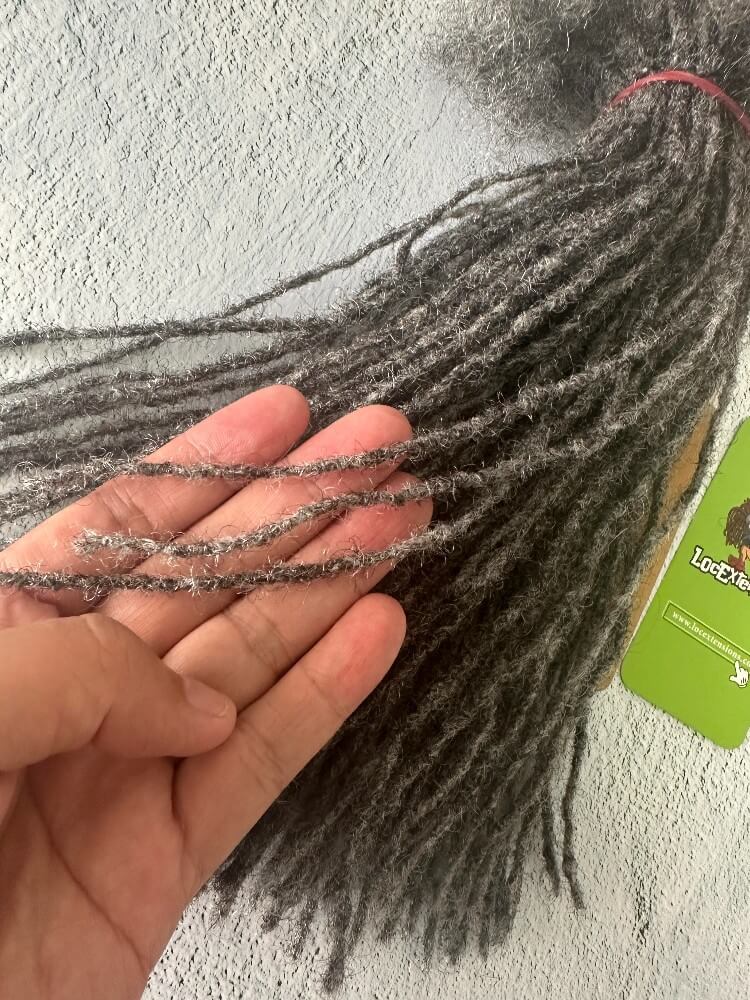 Salt and Pepper Human Hair Loc Extensions in size 0.2cm, sisterlocs Extensions