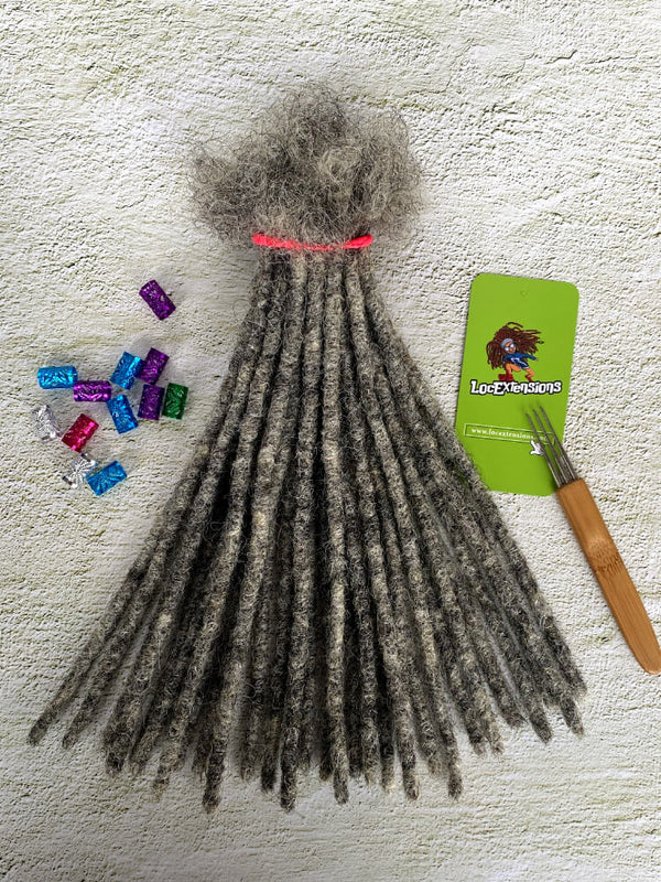 Get Salt and Pepper Human Hair Loc Extensions Soft Bundles 100 Human Hair Locs