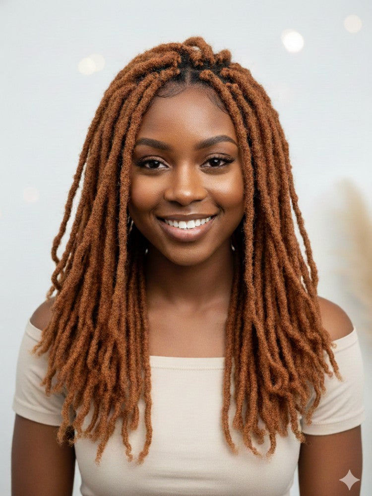 Coil Tips Anwi Textured Human Hair Loc Extensions-Color 30 Camel Brown