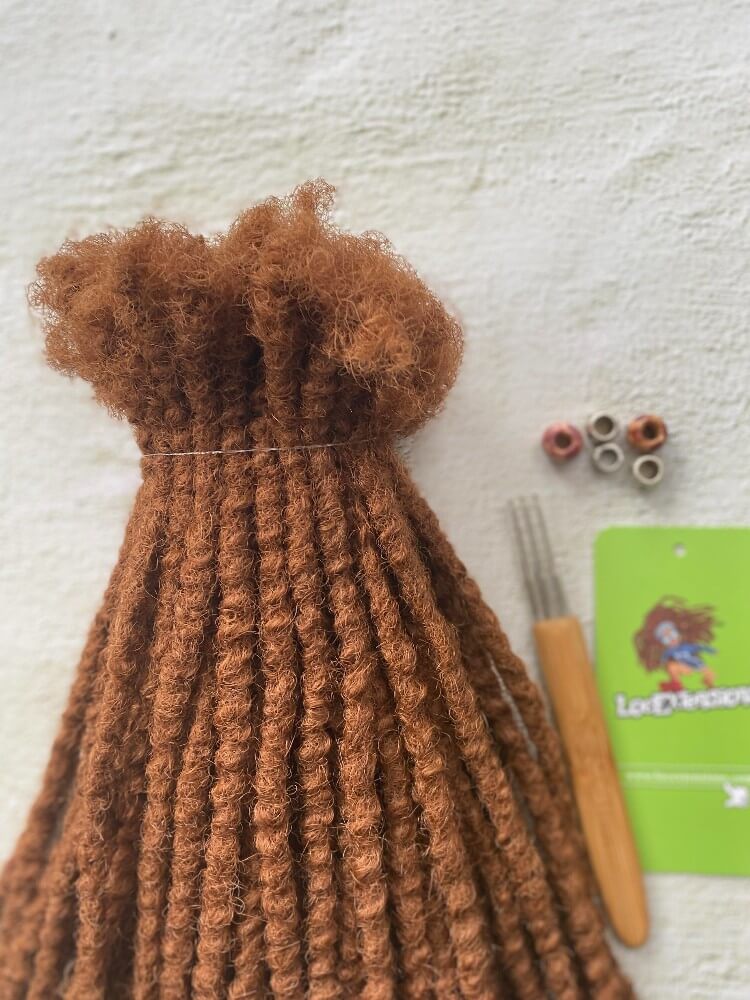 Textured Human Hair Loc Extensions- Caramel Brown Color (#30)