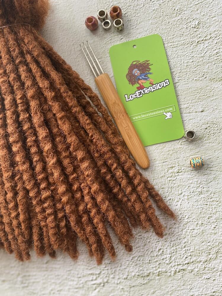 Textured Human Hair Loc Extensions- Caramel Brown Color (#30)