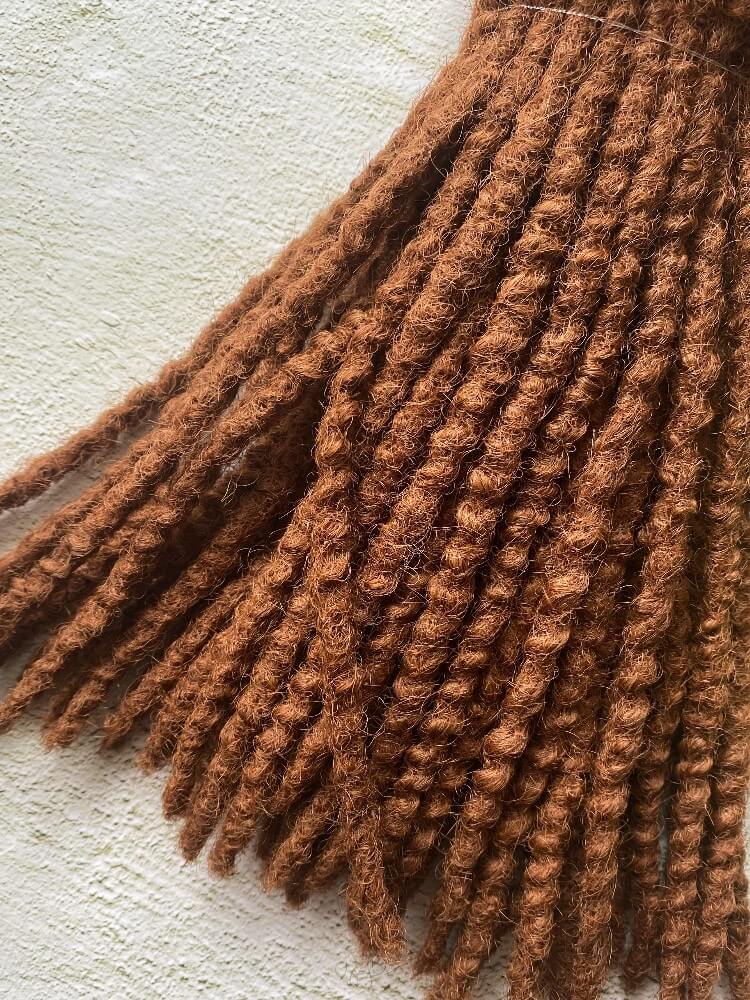 Textured Human Hair Loc Extensions- Caramel Brown Color (#30)