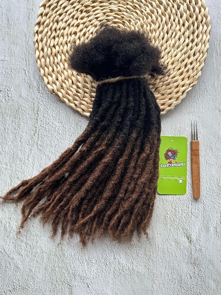 Coil Tips Anwi Textured Human Hair Loc Extensions-Ombre Color (T1B/4 medium brown tips)