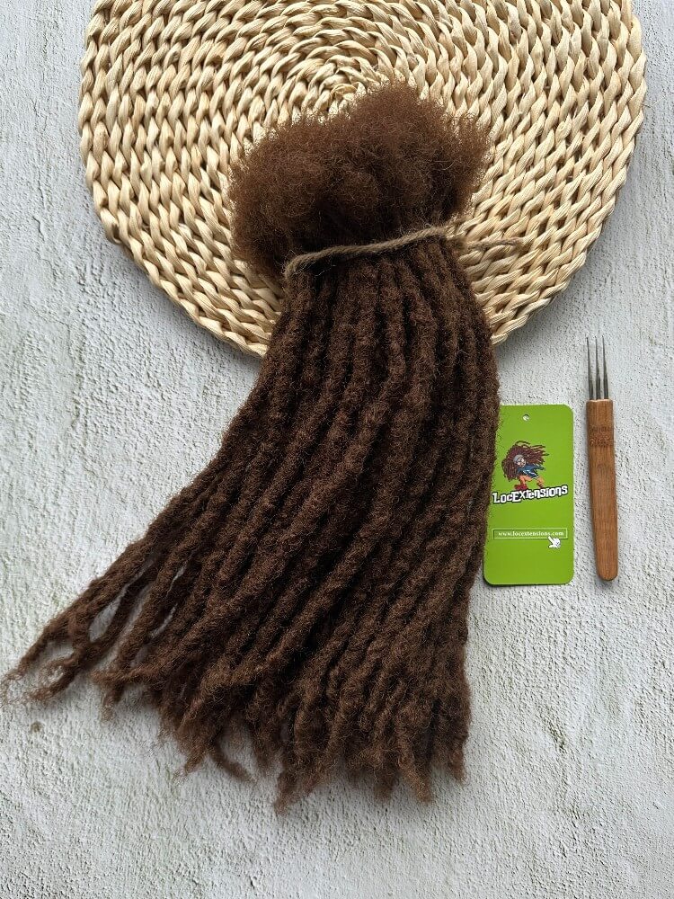 Coil Tips Anwi Textured Human Hair Loc Extensions-Color 4 Medium Brwon