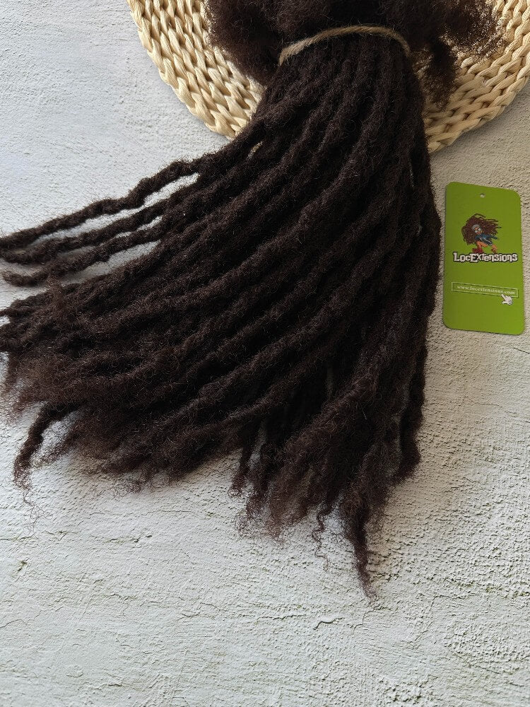 Coil Tips Anwi Textured Human Hair Loc Extensions-Color 2 Dark Brwon