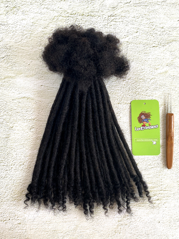 Curly Human Hair Loc Extensions- Natural Black-1B – Fashion Dreads