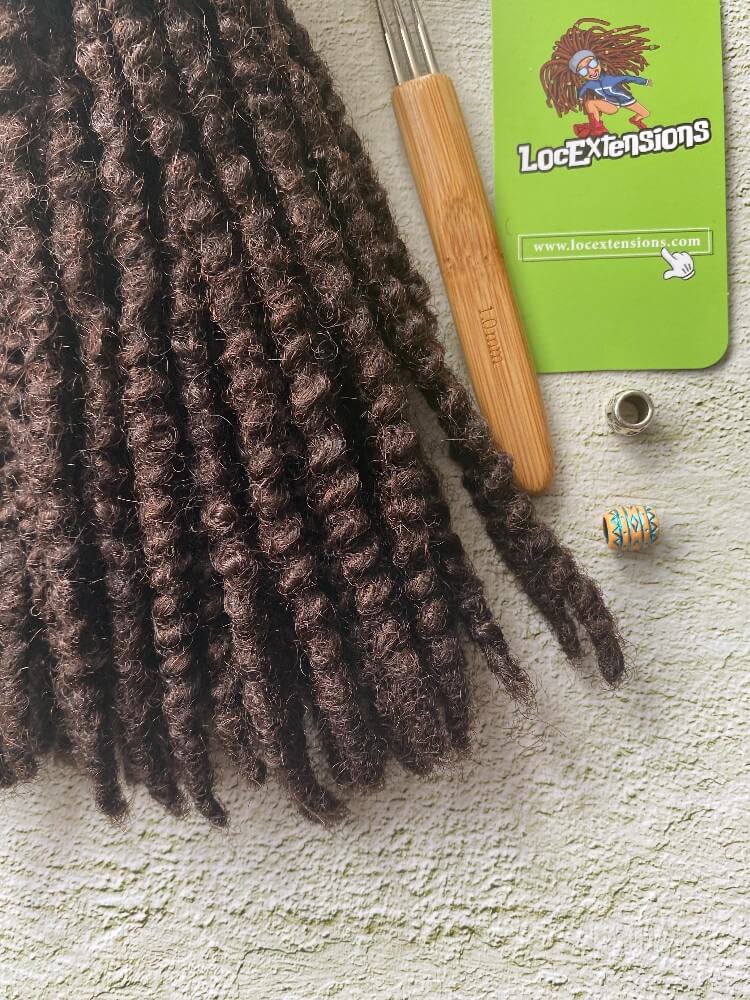 Textured Human Hair Loc Extensions- Dark Brown Color(#2)