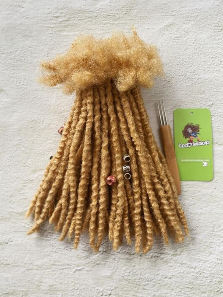 Textured Human Hair Loc Extensions- Honey Blonde Color