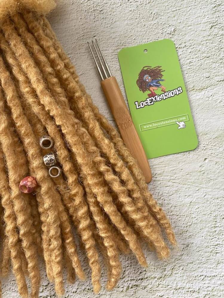 Textured Human Hair Loc Extensions- Honey Blonde Color