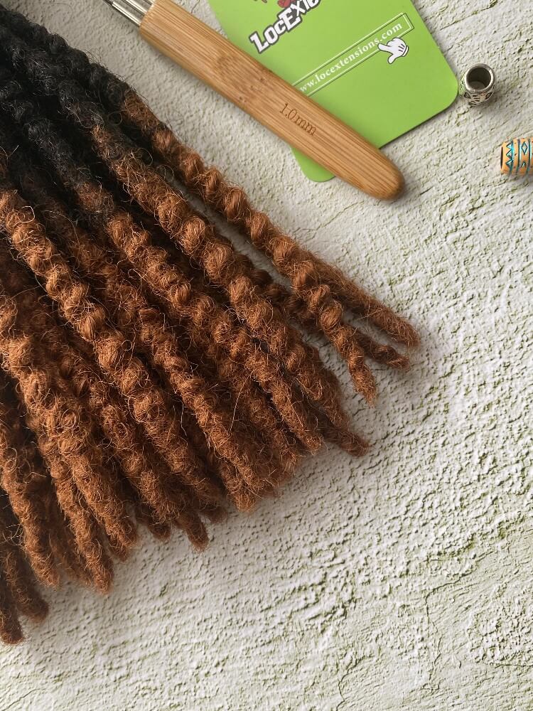 Textured Human Hair Loc Extensions- Honey Tips Color (T1B/30)