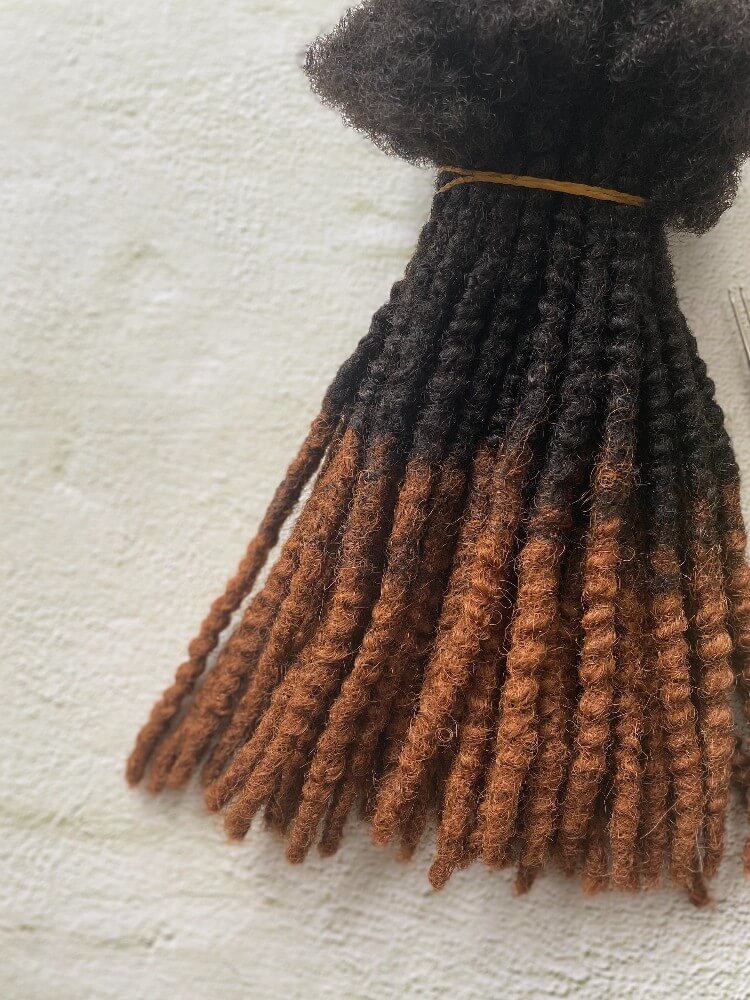 Textured Human Hair Loc Extensions- Honey Tips Color (T1B/30)