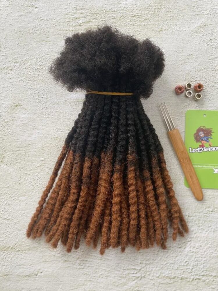 Textured Human Hair Loc Extensions- Honey Tips Color (T1B/30)