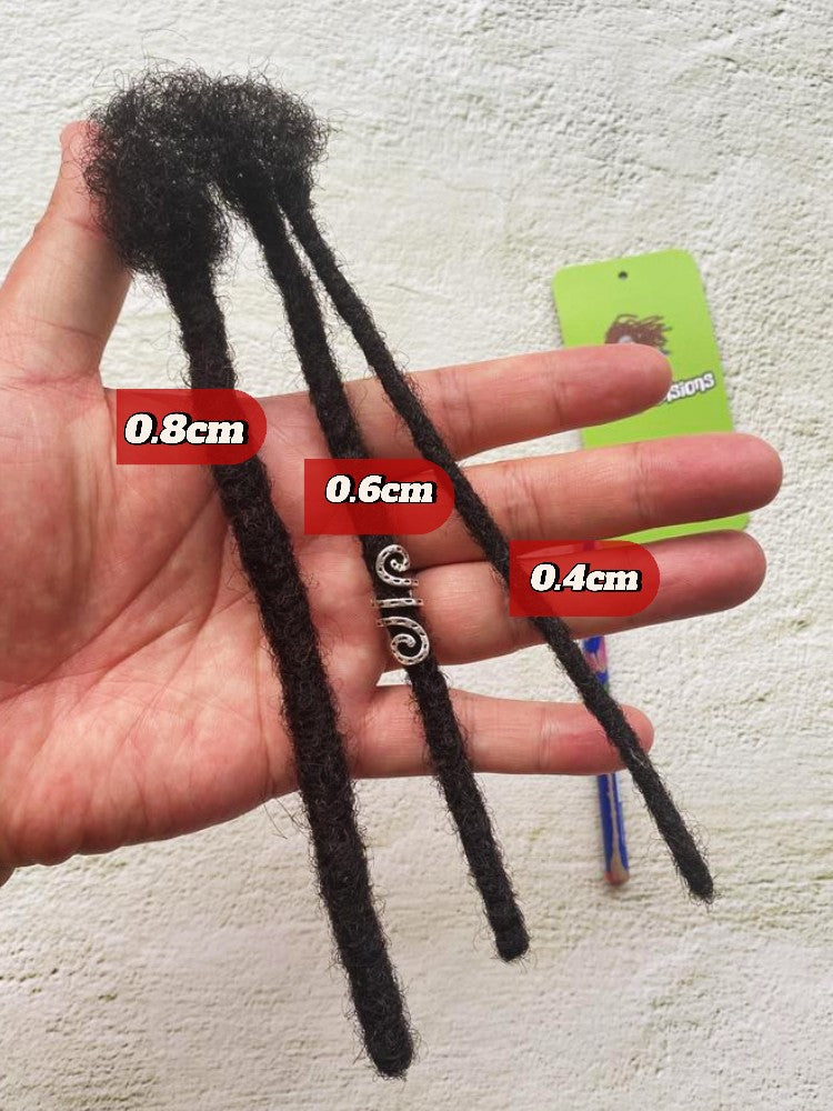 Handmade 8 Inch Loc Extensions Human Hair Natural Black 0.4,0.6,0.8cm Locs (Immediate Shipping)
