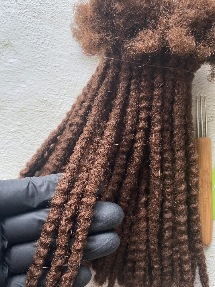 Textured Human Hair Loc Extensions- Medium Brown Color(#4)