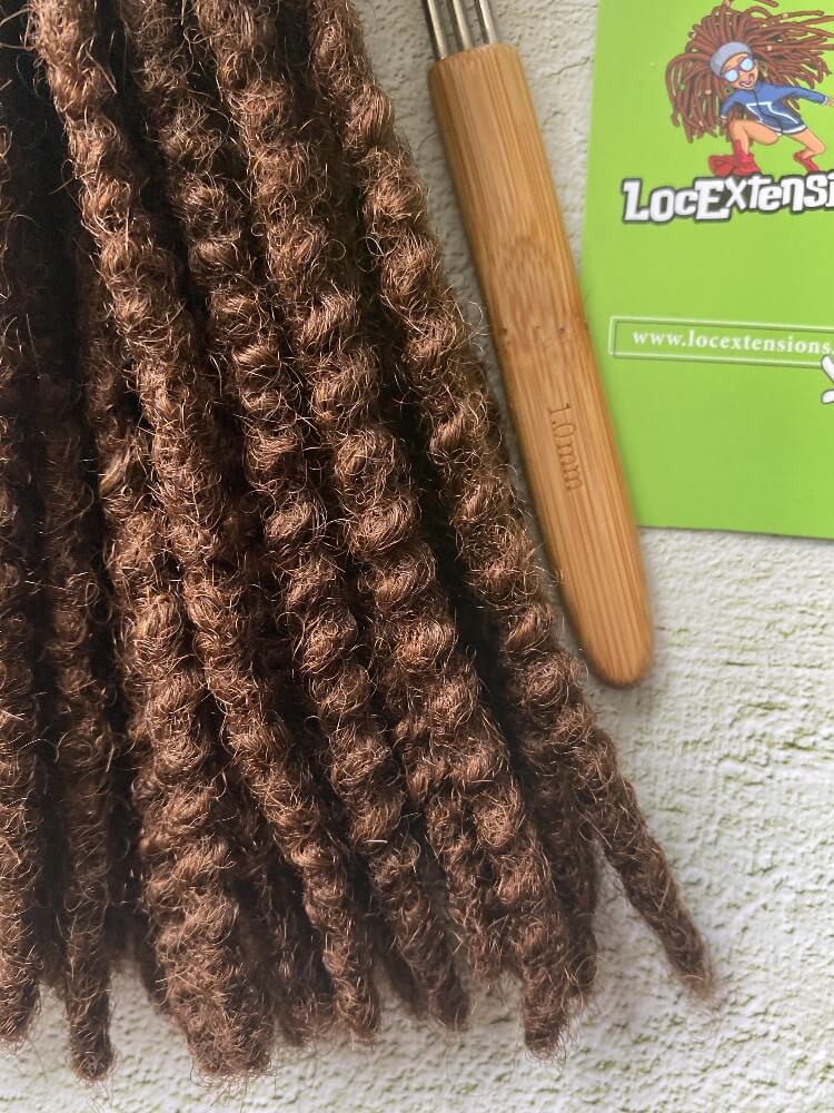 Textured Human Hair Loc Extensions- Medium Brown Color(#4)