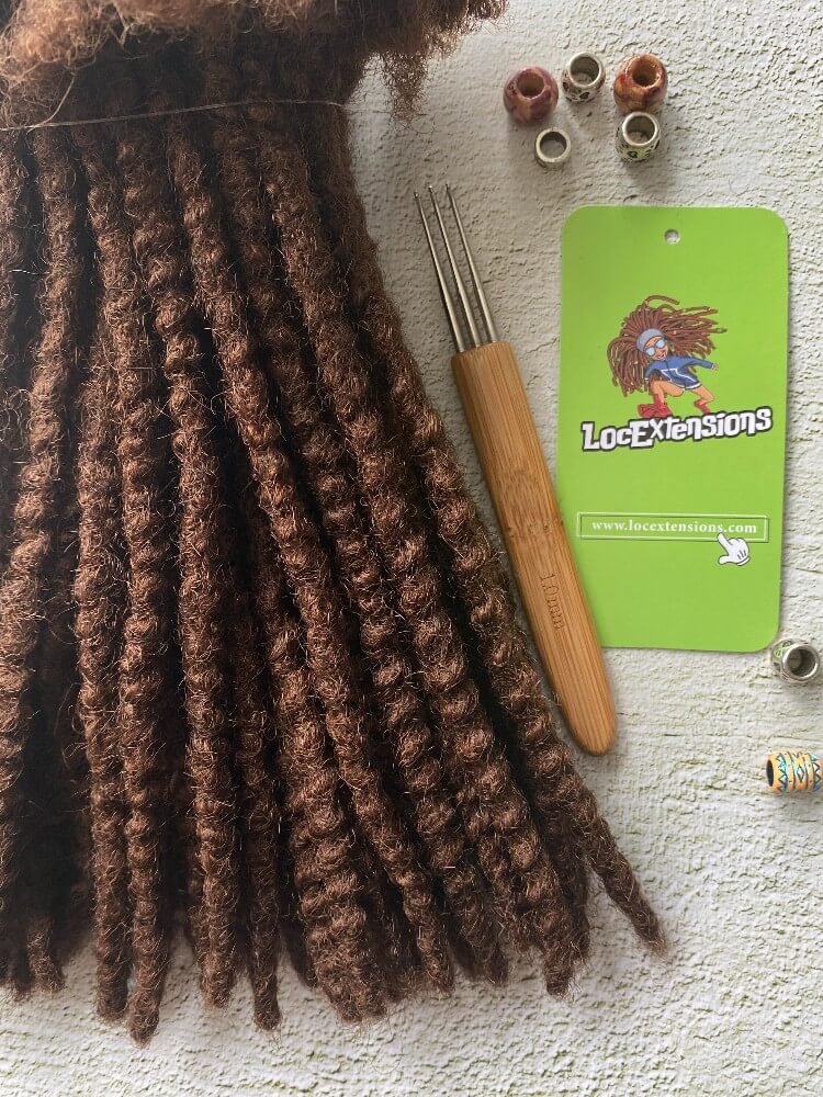 Textured Human Hair Loc Extensions- Medium Brown Color(#4)