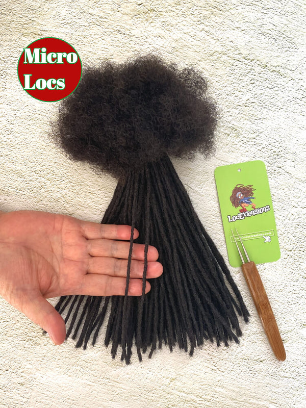 Handmade 100% Human Hair Natural Black Mirco Loc Extensions ...
