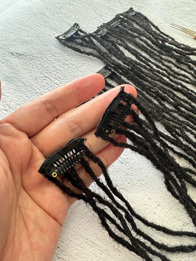 0.2cm Sisterlocks Clip-in Extensions | 100% Human Hair ｜5 Locs per Clip