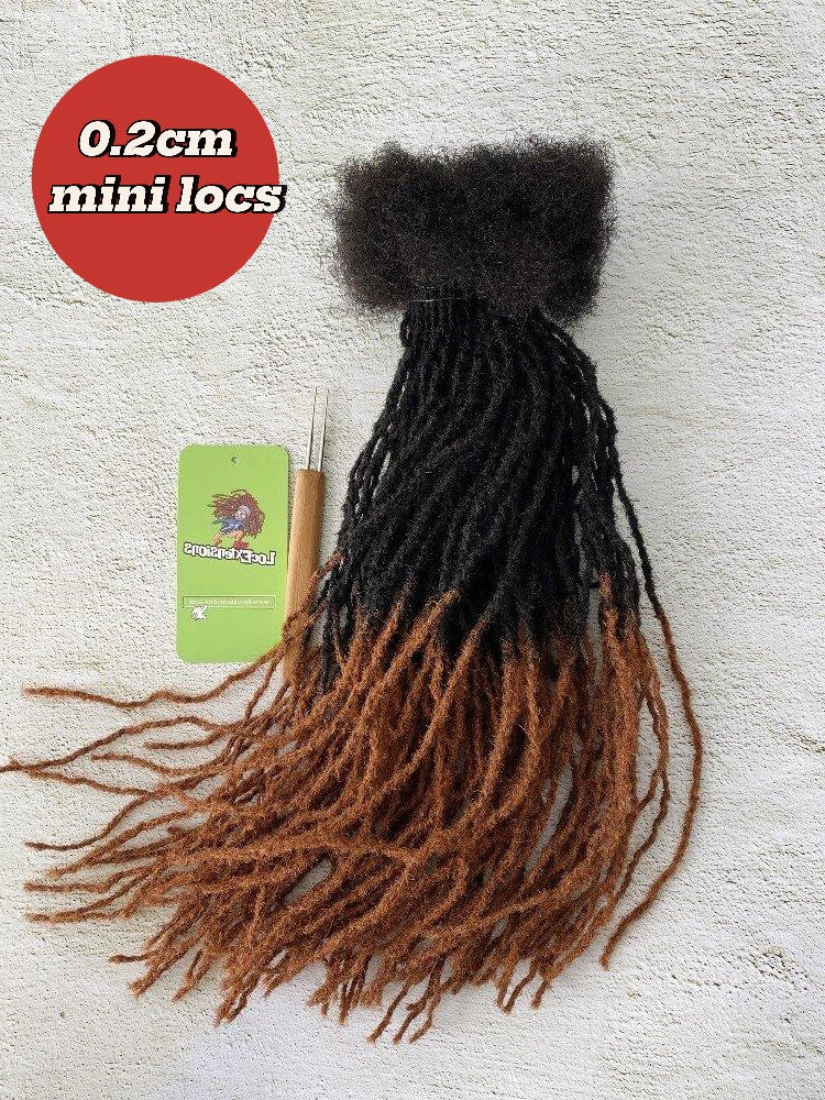 Ombre Anwi Textured Human Hair Loc Extensions in Sizes 0.2cm