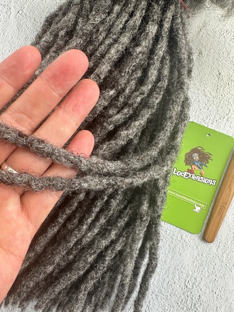 Salt and Pepper Anwi Textured Human Hair Loc Extensions