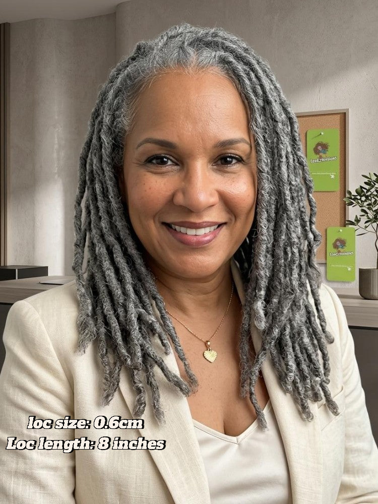 Salt and Pepper Anwi Textured Human Hair Loc Extensions
