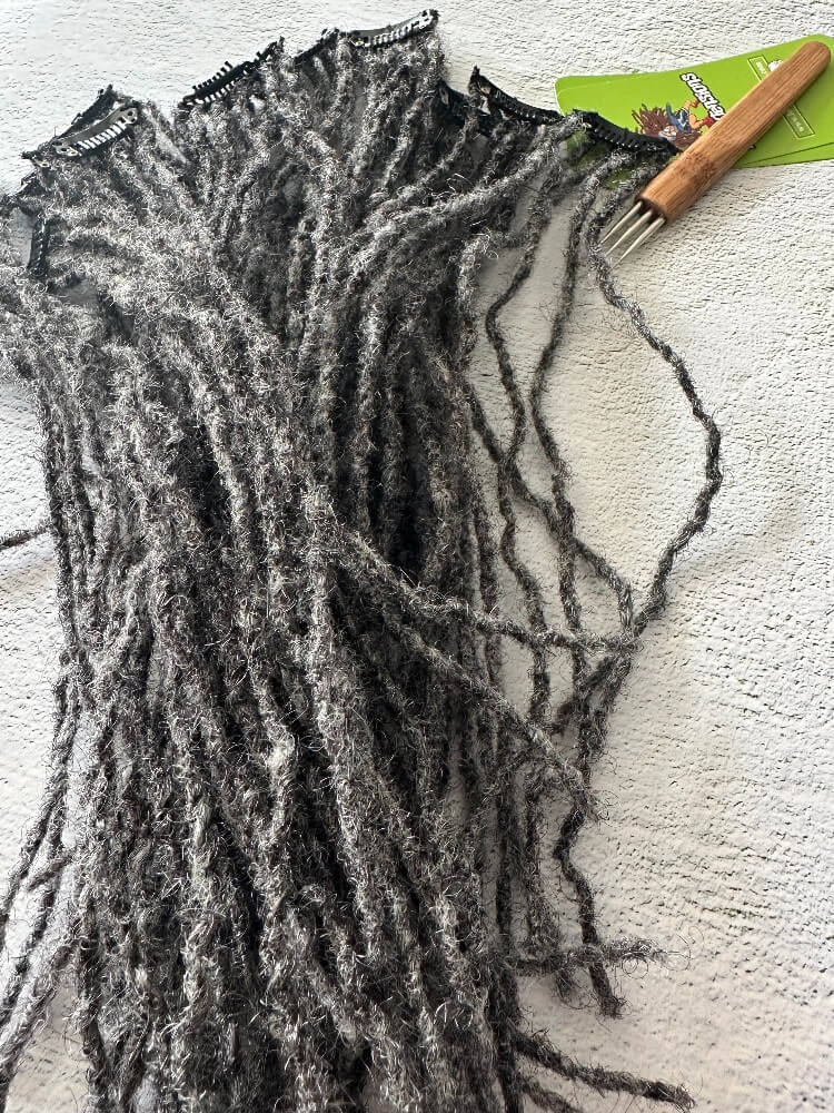 Salt & Pepper 0.2cm Sisterlocks Clip-In Extensions - 100% Human Hair (5 Locs/Clip)