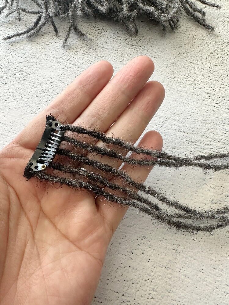 Salt & Pepper 0.2cm Sisterlocks Clip-In Extensions - 100% Human Hair (5 Locs/Clip)