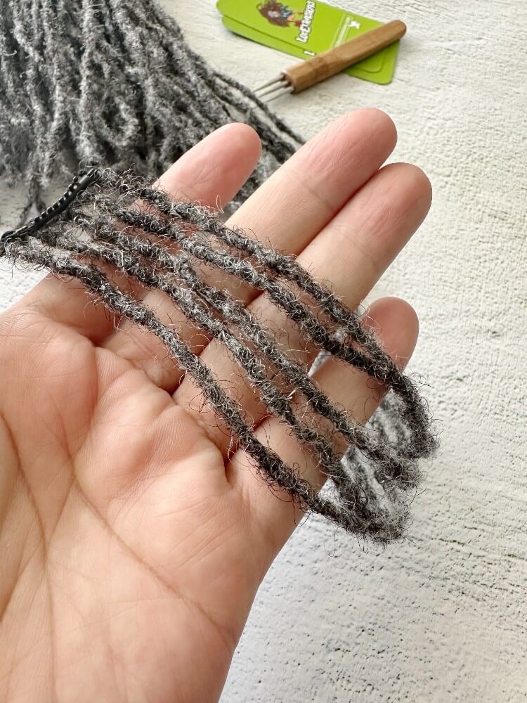 Salt & Pepper 0.2cm Sisterlocks Clip-In Extensions - 100% Human Hair (5 Locs/Clip)