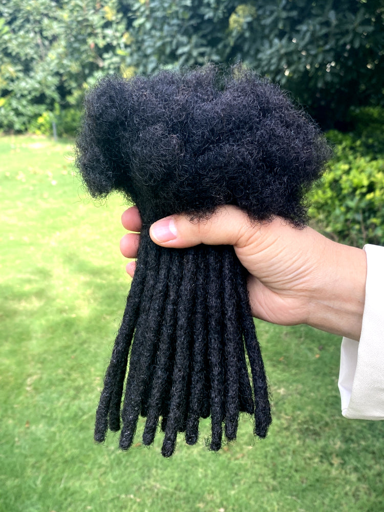 Handmade 6 Inch Loc Extensions Human Hair Natural Black 0.4,0.6,0.8cm Locs (Immediate Shipping)
